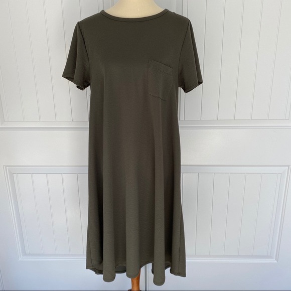 LuLaRoe Dresses & Skirts - LulaRoe olive green Carly dress size 2XL